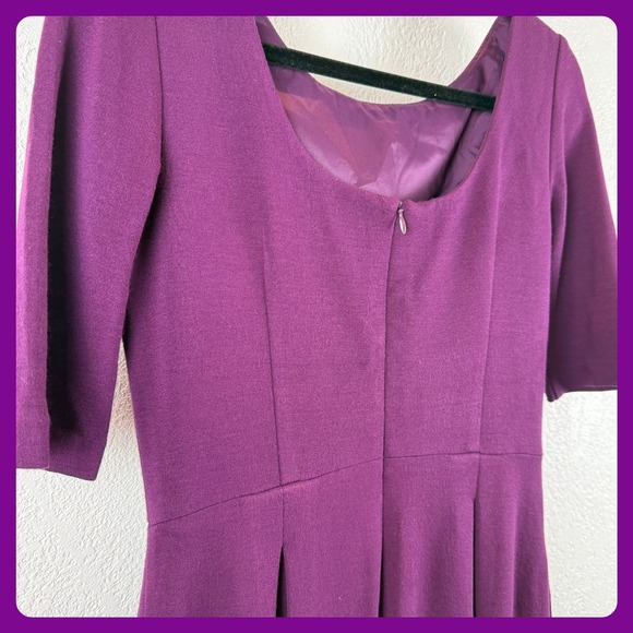 Trina Turk Women's Purple Sleeve Pleated Fit Flare Dress Work‎ Business - Picture 5 of 9
